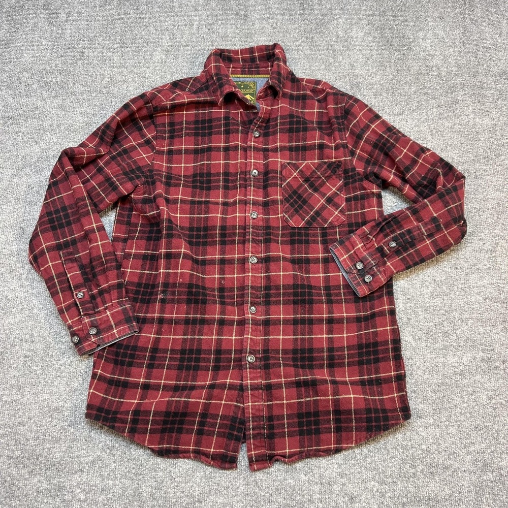 Anchorage Expedition Brand Shirt Mens Medium Red Plaid Flannel Button Front